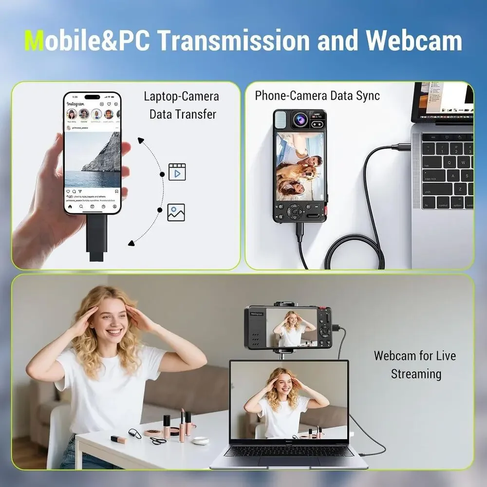 Digital Camera, 4K 64MP Cameras for Photography, 270°Flip Screen Vlogging Camera